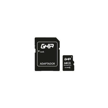 MEMORIA GHIA 64GB TIPO MICRO SD CLASE 10 CON ADAPTADOR