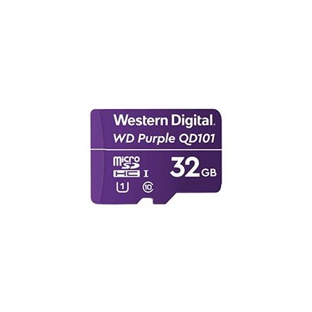 MEMORIA WD PURPLE SC QD101 MICRO SDHC 32GB VIDEOVIGILANCIA 24/7 CLASE 10 U1 LECT 50MB/S ESC 40MB/S WDD032G1P0C