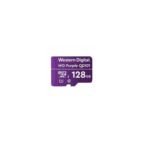 MEMORIA WD PURPLE SC QD101 MICRO SDXC 128GB VIDEOVIGILANCIA 24/7 CLASE 10 U1 LECT 50MB/S ESC 40MB/S WDD128G1P0C