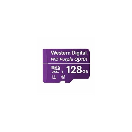 MEMORIA WD PURPLE SC QD101 MICRO SDXC 128GB VIDEOVIGILANCIA 24/7 CLASE 10 U1 LECT 50MB/S ESC 40MB/S WDD128G1P0C