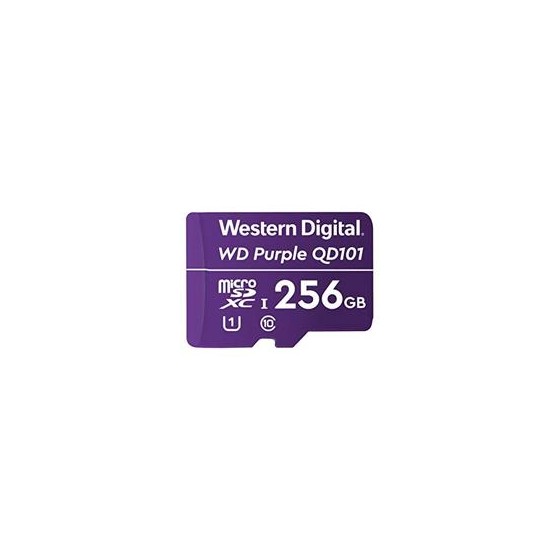 MEMORIA WD PURPLE SC QD101 MICRO SDXC 256GB VIDEOVIGILANCIA 24/7 CLASE 10 U1 LECT 50MB/S ESC 40MB/S WDD256G1P0C