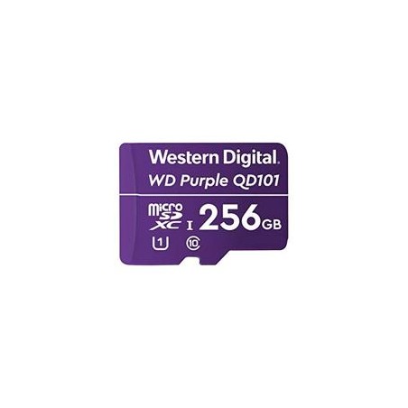 MEMORIA WD PURPLE SC QD101 MICRO SDXC 256GB VIDEOVIGILANCIA 24/7 CLASE 10 U1 LECT 50MB/S ESC 40MB/S WDD256G1P0C