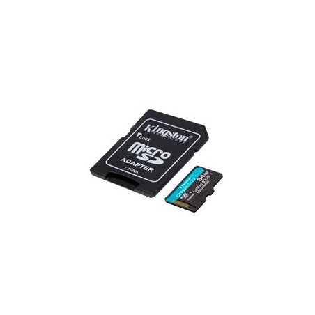 MEMORIA KINGSTON MICRO SDXC CANVAS GO PLUS 64GB UHS-I U3 V30 A2 CLASE 10 C/ADAPTADOR (SDCG3/64GB)