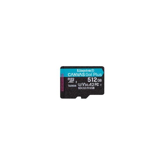 MEMORIA KINGSTON MICRO SDXC CANVAS GO! PLUS 512GB UHS-I U3 V30 A2 CLASE 10 C/ADAPTADOR (SDCG3/512GB)