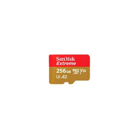 MEMORIA SANDISK MICRO SDXC 256GB EXTREME 190MB/S 4K CLASE 10 A2 V30 C/ADAPTADOR SDSQXAV-256G-GN6MA