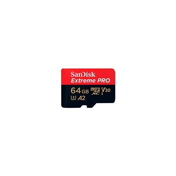 MEMORIA SANDISK MICRO SDXC 64GB EXTREME PRO 200MB/S 4K CLASE 10 A2 V30 C/ADAPTADOR SDSQXCU-064G-GN6MA