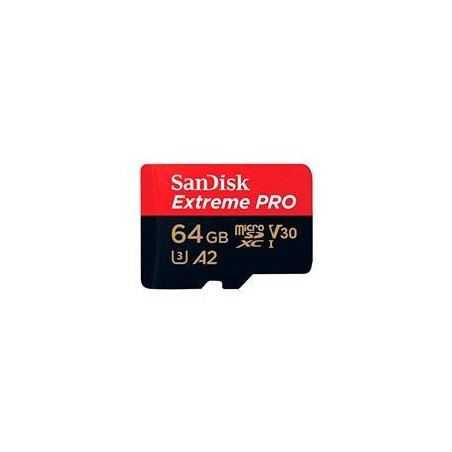 MEMORIA SANDISK MICRO SDXC 64GB EXTREME PRO 200MB/S 4K CLASE 10 A2 V30 C/ADAPTADOR SDSQXCU-064G-GN6MA