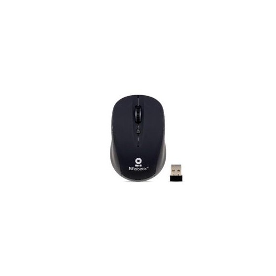 MOUSE BROBOTIX INALAMBRICO, USB-A, 1600 DPI, NEGRO (INCLUYE BATERIA)