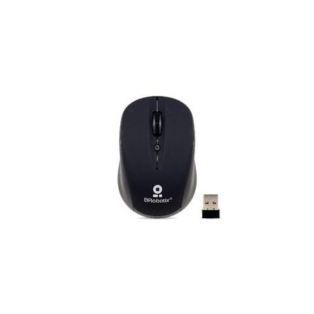 MOUSE BROBOTIX INALAMBRICO, USB-A, 1600 DPI, NEGRO (INCLUYE BATERIA)