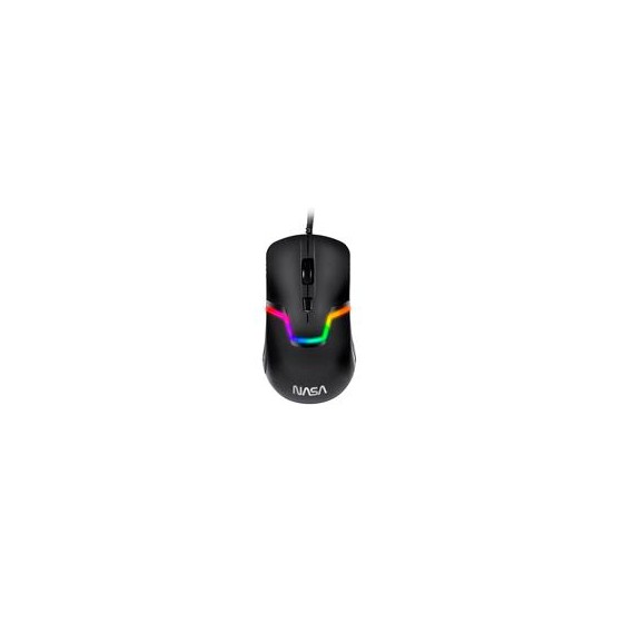 MOUSE GAMER NASA BY TECHZONE NS-GM06 ALAMBRICO LED RGB NEGRO 7 BOTONES HASTA 3200 DPIS