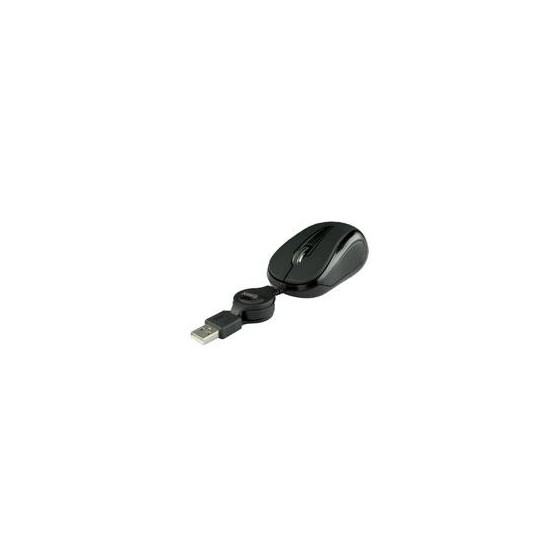 MOUSE MINI ALAMBRICO RETRACTIL OPTICO 1000 DPI CONECTOR USB EASY LINE BY PERFECT CHOICE - NEGRO