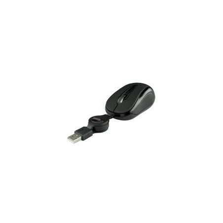 MOUSE MINI ALAMBRICO RETRACTIL OPTICO 1000 DPI CONECTOR USB EASY LINE BY PERFECT CHOICE - NEGRO