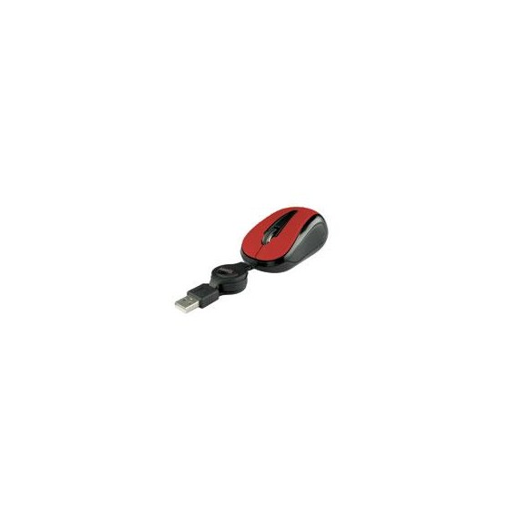 MOUSE MINI ALAMBRICO RETRACTIL OPTICO 1000 DPI CONECTOR USB EASY LINE BY PERFECT CHOICE - ROJO