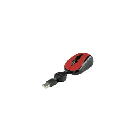 MOUSE MINI ALAMBRICO RETRACTIL OPTICO 1000 DPI CONECTOR USB EASY LINE BY PERFECT CHOICE - ROJO