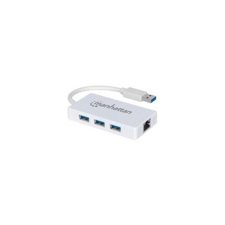 ADAPTADOR USB,MANHATTAN,507578, V3.0 A RED GB  + HUB 3 PTOS MH