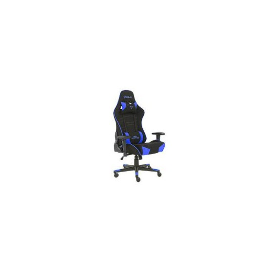 SILLA GAMER DE TELA OCELOT/ COLOR AZUL CON NEGRO/ BASE REFORZADA DE NYLON/ DESCANSA BRAZOS AJUSTABLES / ANGULO DE INCLINACION 