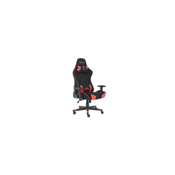 SILLA GAMER DE TELA OCELOT/ COLOR NEGRO CON ROJO/ BASE REFORZADA DE NYLON/ DESCANSA BRAZOS AJUSTABLES / ANGULO DE INCLINACION 