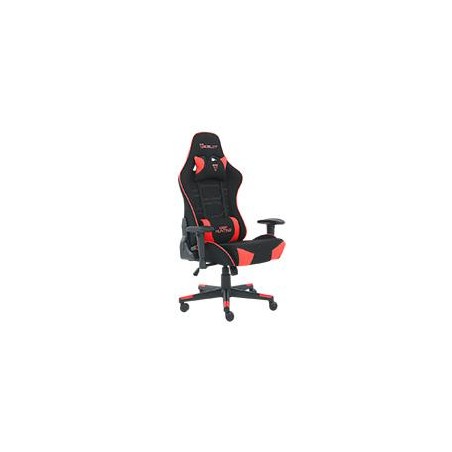 SILLA GAMER DE TELA OCELOT/ COLOR NEGRO CON ROJO/ BASE REFORZADA DE NYLON/ DESCANSA BRAZOS AJUSTABLES / ANGULO DE INCLINACION 