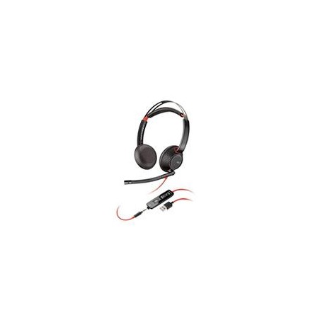DIADEMA HP POLY 8X231AA BLACKWIRE C5220/ ALAMBRICA BINAURAL USB-A USB-C 3,5MM MICROFONO CANCELACION DE RUIDO ALMOHADILLAS DE V