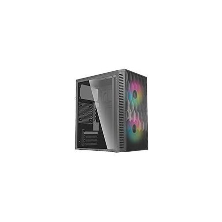 GABINETE ACTECK FUJI GC470 / MINI TORRE / MICRO ATX , MINI ITX / FUENTE 500W / VENTILADOR RGB / PANEL ACRILICO, METAL / NEGRO 