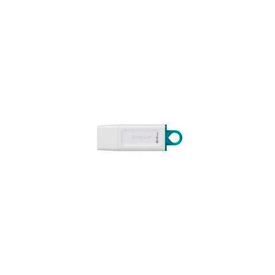 MEMORIA KINGSTON 64GB USB 3.2 ALTA VELOCIDAD / DATATRAVELER EXODIA BLANCO CON ANILLO AZUL TRANSPARENTE (KC-U2G64-5R)