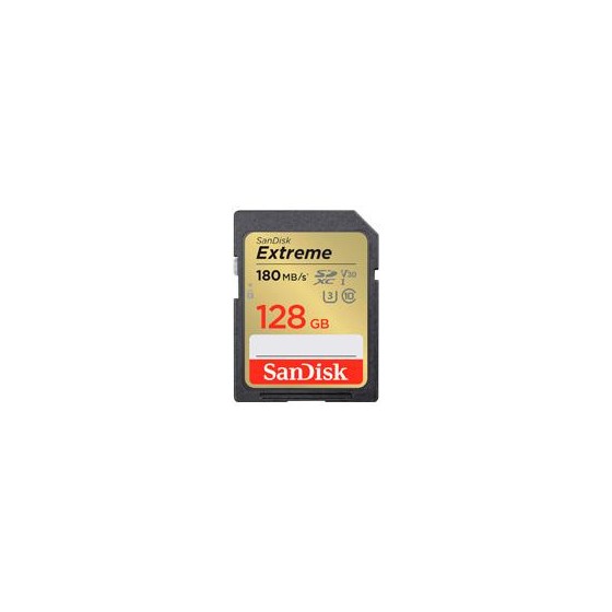 MEMORIA SANDISK SDXC 128GB EXTREME 180MB/S 4K CLASE 10 U3 V30 SDSDXVA-128G-GNCIN