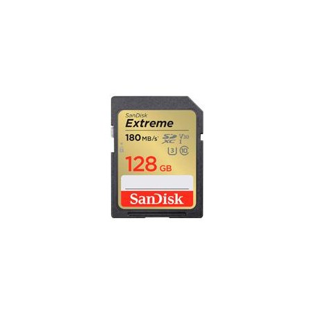 MEMORIA SANDISK SDXC 128GB EXTREME 180MB/S 4K CLASE 10 U3 V30 SDSDXVA-128G-GNCIN