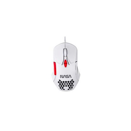 MOUSE GAMER NASA BY TECHZONE NS-GM04 ALAMBRICO LED RGB BLANCO 7 BOTONES HASTA 6400 DPIS