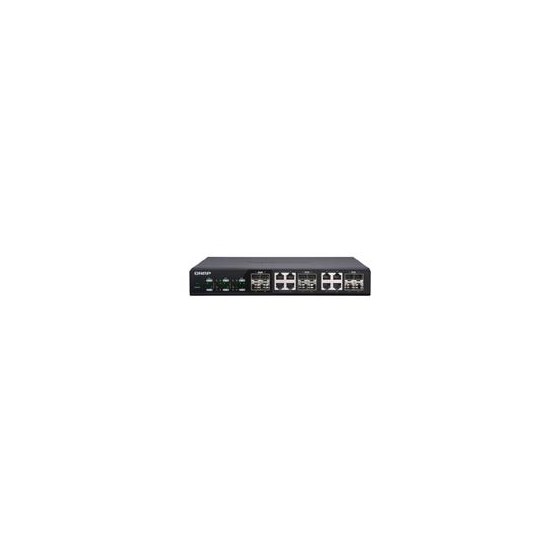 SWITCH QNAP QSW-M1208-8C, 12 PUERTOS / 8  SFP+/RJ45 10 GBE, 4 PTS 10GBE SFP+ /ADMINISTRACION WEB  LACP, VLAN, QOS