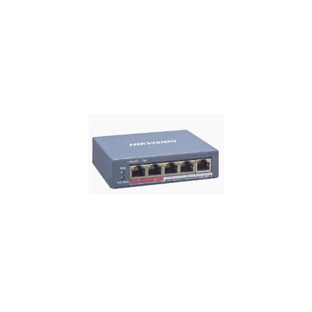 SWITCH MONITOREABLE HIKVISION DS-3E1105P-EI POE+ / 4 PUERTOS 10/100 MBPS POE+ / 1 PUERTO RJ45 UPLINK / POE HASTA 250 METROS / 