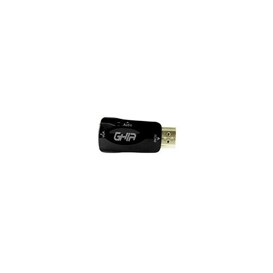 ADAPTADOR GHIA CONVERTIDOR DE VIDEO HDMI MACHO A VGA HEMBRA CON AUDIO