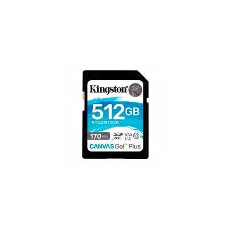 MEMORIA FLASH SD KINGSTON SDXC CANVAS GO PLUS 512GB 170RC10 UHS-I U3 V30(SDG3/512GB)