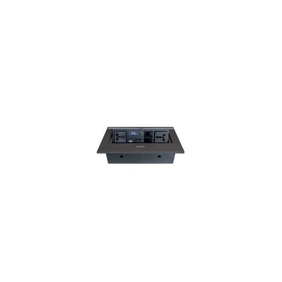 CAJA BROBOTIX PARA MESA HDMI X1, USB X1, CORRIENTE X2, RJ45 X2,  SVGAX1,  STEREO X1, NEGRO