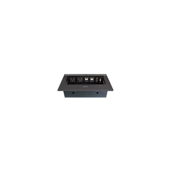 CAJA BROBOTIX PARA MESA HDMI X1, USB X1, CORRIENTE X2, RJ45 CAT6 X2, NEGRO