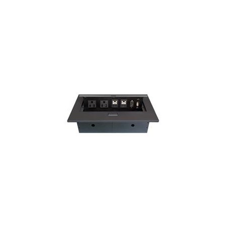 CAJA BROBOTIX PARA MESA HDMI X1, USB X1, CORRIENTE X2, RJ45 CAT6 X2, NEGRO