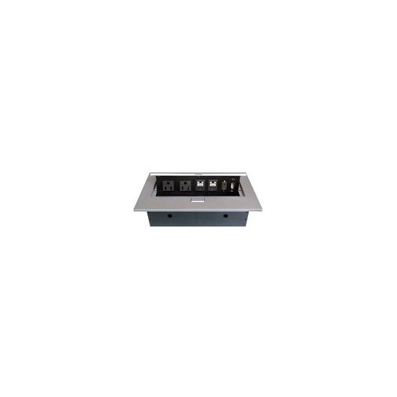 CAJA BROBOTIX PARA MESA HDMI X1, USB X1, CORRIENTE X2, RJ45 CAT6 X2, PLATA