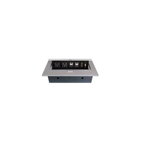 CAJA BROBOTIX PARA MESA HDMI X1, USB X1, CORRIENTE X2, RJ45 CAT6 X2, PLATA