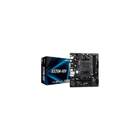 MB ASROCK A520M AMD AM4 / DDR4 4733 / 1 X PCIE 3.0 X16 / D-SUB / DVI-D / HDMI / 6 X USB 3.2 / GAMA BAJA