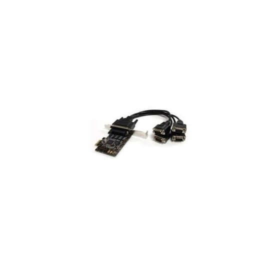 TARJETA PCI EXPRESS - ADAPTADOR PCIE DE 4 PUERTOS SERIAL CON CABLE MULTICONECTOR RS232 SERIE - 4X DB9 MACHO - BREAKOUT CABLE -