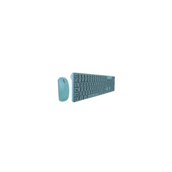 KIT TECLADO Y MOUSE INALAMBRICO PARA NINOS PERFECT CHOICE BALLOON - AZUL