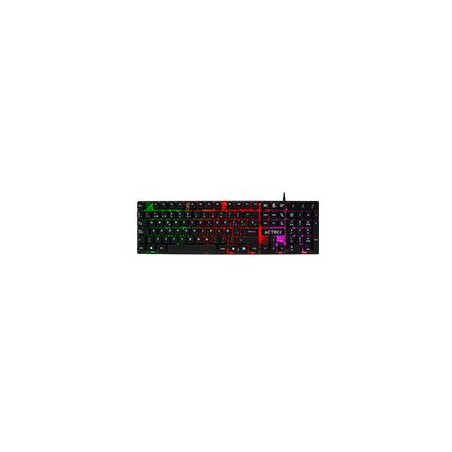 TECLADO ACTECK ALAMBRICO AUREAN TA220G/MODELO X100/USB/LED/3 COLORES/COLOR NEGRO/AC-929615