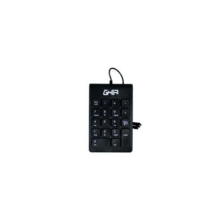 TECLADO NUMERICO GHIA ALAMBRICO USB DELGADO Y ELEGANTE COLOR NEGRO