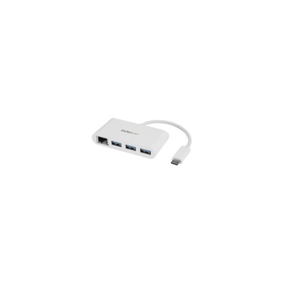 HUB USB 3.0 DE 3 PUERTOS CON USB-C Y ETHERNET GIGABIT - CONCENTRADOR DE USB TIPO-C A USB-A CONVENCIONAL - BLANCO - STARTECH.CO