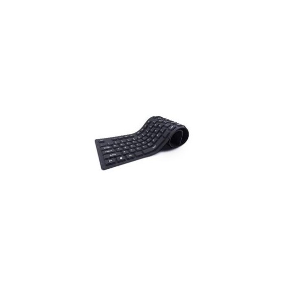 TECLADO BROBOTIX ALAMBRICO USB, FLEXIBLE, NEGRO 