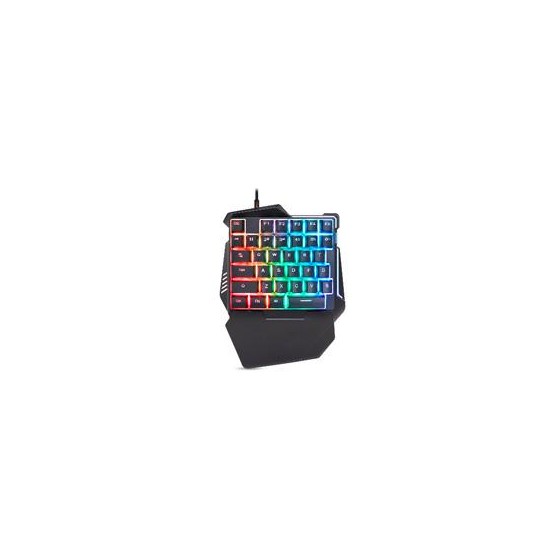 TECLADO BROBOTIX GAMER, ALAMBRICO USB, RGB, ONE HAND, NEGRO