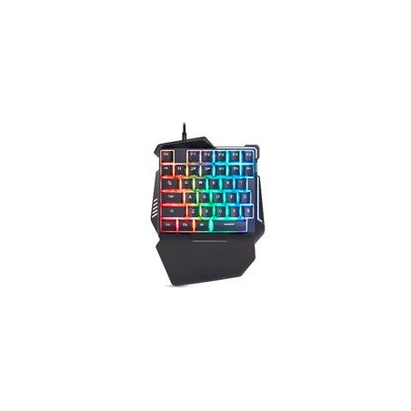 TECLADO BROBOTIX GAMER, ALAMBRICO USB, RGB, ONE HAND, NEGRO