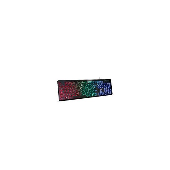 TECLADO BROBOTIX ALAMBRICO USB, RGB, TECLAS CIRCULARES, NEGRO