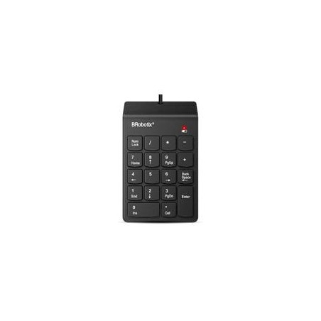 TECLADO BROBOTIX ALAMBRICO NUMERICO USB, DELGADO, COLOR NEGRO