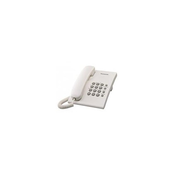 TELEFONO PANASONIC KX-TS500MEW ALAMBRICO BASICO UNILINEA SIN MEMORIAS CONTROL DE VOLUMEN 4 NIVELES REMARCACION ULTIMO NUMERO B