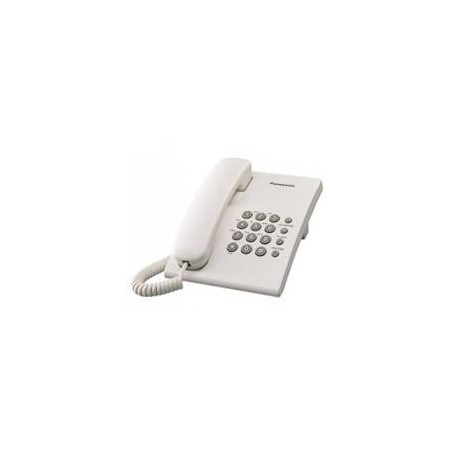 TELEFONO PANASONIC KX-TS500MEW ALAMBRICO BASICO UNILINEA SIN MEMORIAS CONTROL DE VOLUMEN 4 NIVELES REMARCACION ULTIMO NUMERO B